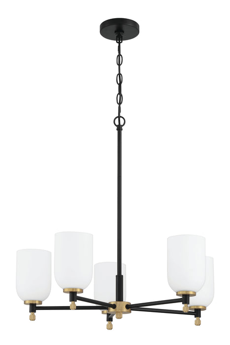 Craftmade 60325-FBSB Five Light Chandelier, Flat Black/Satin Brass