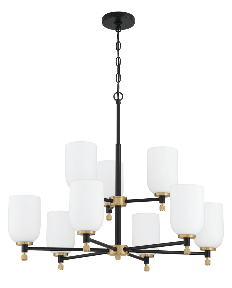 Craftmade 60329-FBSB Nine Light Chandelier, Flat Black/Satin Brass