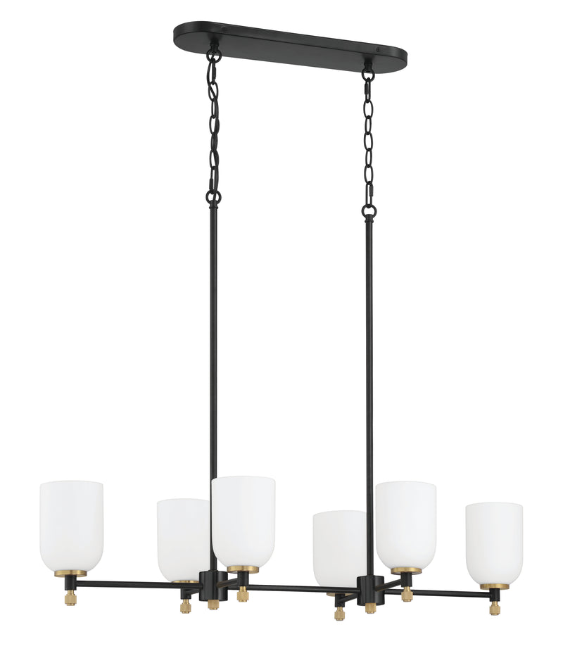 Craftmade 60376-FBSB Six Light Island Pendant, Flat Black/Satin Brass