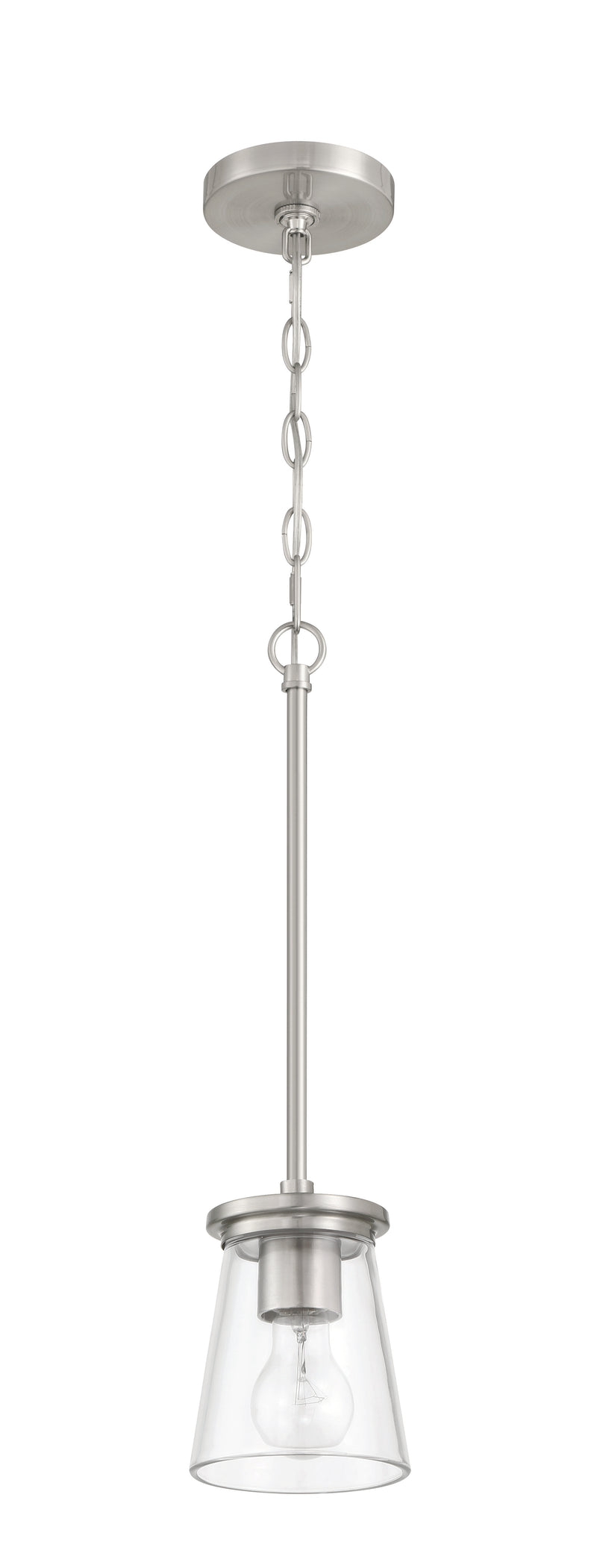 Craftmade 60491-BNK One Light Mini Pendant, Brushed Polished Nickel
