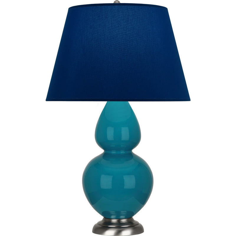 Robert Abbey 1753N One Light Table Lamp, Peacock Glazed Ceramic w/Antique Silvered