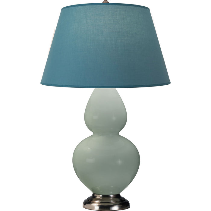 Robert Abbey 1791B One Light Table Lamp, Celadon Glazed Ceramic w/Antique Silvered