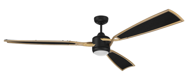 Craftmade VIA72FBSB3 72"Ceiling Fan, Flat Black/Satin Brass