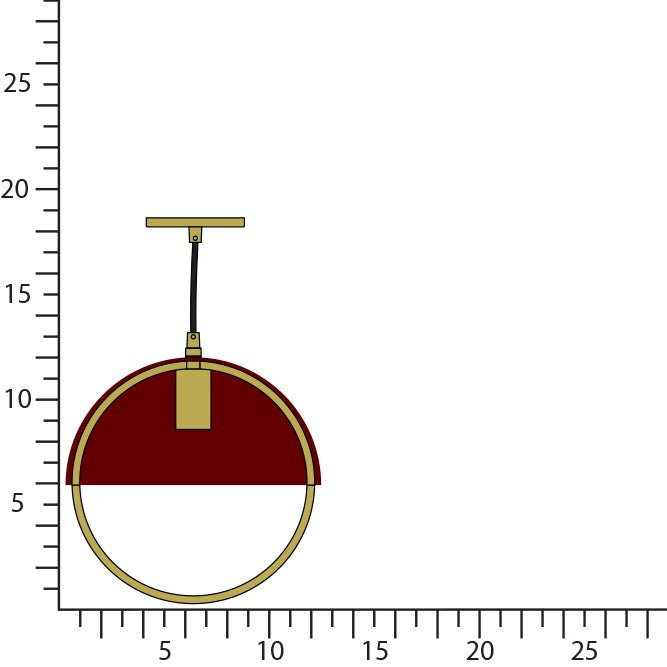 Robert Abbey 602OX One Light Pendant, Lacquered Burnished Brass w/Oxblood Painted Metal