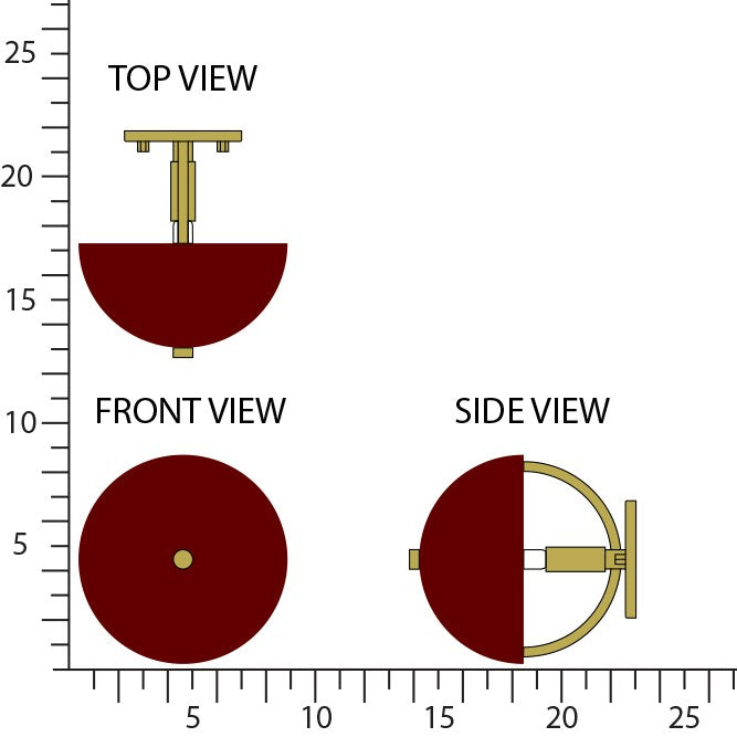 Robert Abbey 604OX One Light Wall Sconce, Lacquered Burnished Brass w/Oxblood Painted