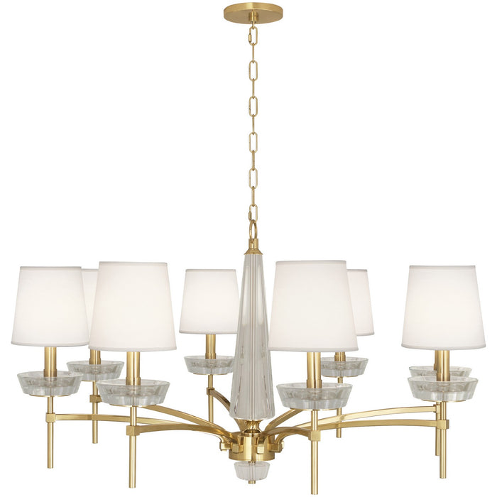 Robert Abbey 625C Eight Light Chandelier, Modern Brass w/ Clear Crystal