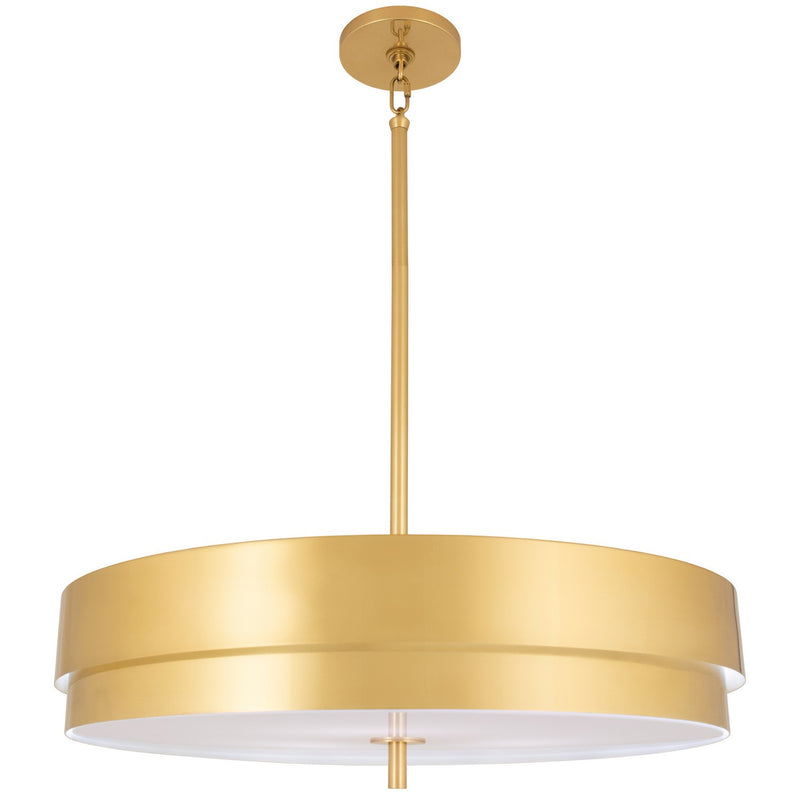 Robert Abbey 918 LED Pendant, Modern Brass Exterior Painted White Interior