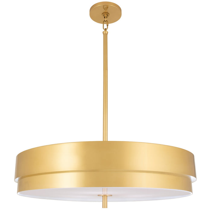 Robert Abbey 918 LED Pendant, Modern Brass Exterior Painted White Interior