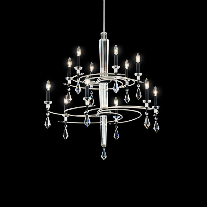 Schonbek S5612-710/18R 12 Light Chandelier, Soft Silver/Black