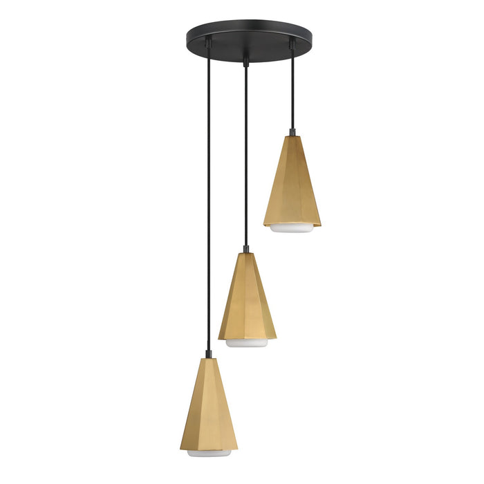 Maxim 10813SWBKAB Three Light Pendant, Black / Antique Brass