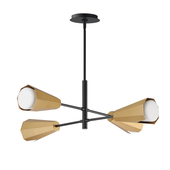 Maxim 10815SWBKAB Four Light Chandelier, Black / Antique Brass