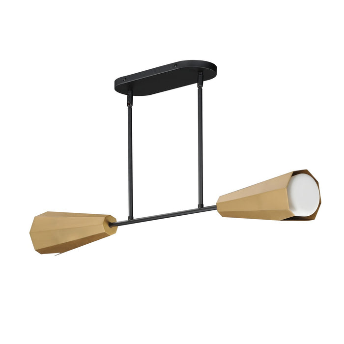 Maxim 10816SWBKAB Two Light Linear Pendant, Black / Antique Brass