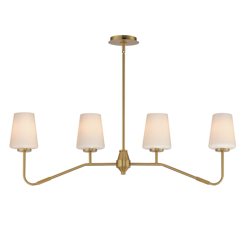 Maxim 12697WTNAB Four Light Linear Chandelier, Natural Aged Brass