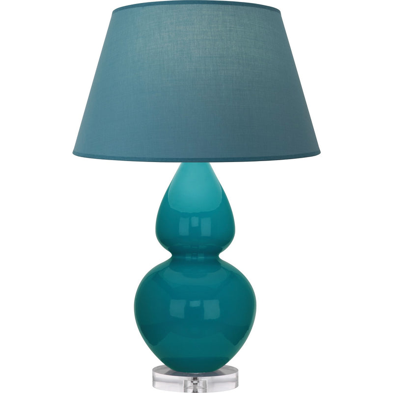 Robert Abbey A753B One Light Table Lamp, Peacock Glazed Ceramic w/Lucite