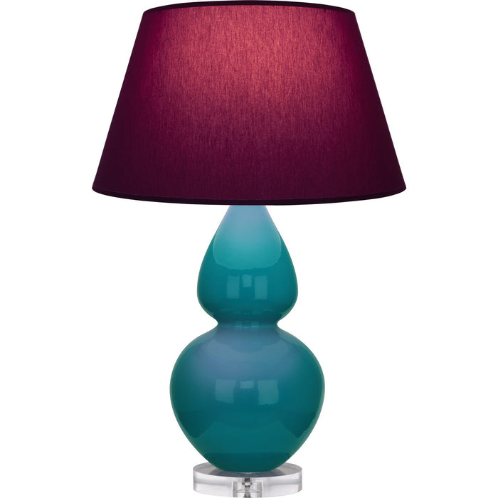 Robert Abbey A753P One Light Table Lamp, Peacock Glazed Ceramic w/Lucite