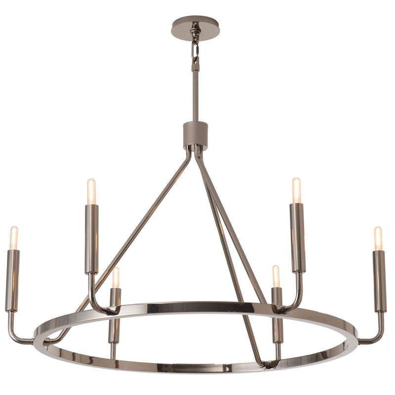 Robert Abbey B1408 Six Light Chandelier, Black Chrome