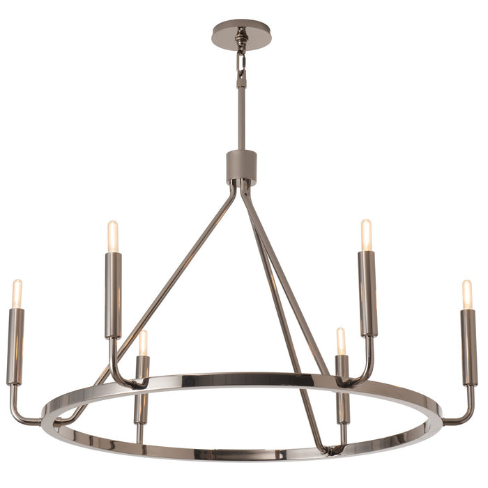 Robert Abbey B1408 Six Light Chandelier, Black Chrome