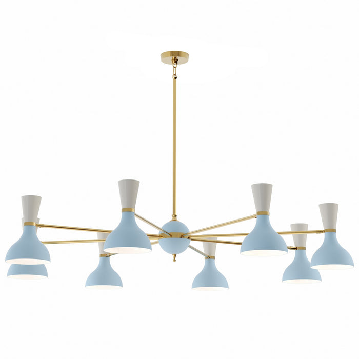 Robert Abbey BB08LY Eight Light Chandelier, Modern Brass Chandelier w/Baby Blue/Lily Painted