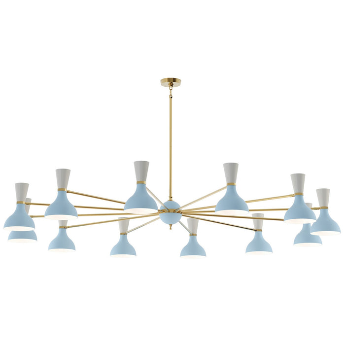 Robert Abbey BB12LY 12 Light Chandelier, Modern Brass Chandelier w/Baby Blue/Lily Painted
