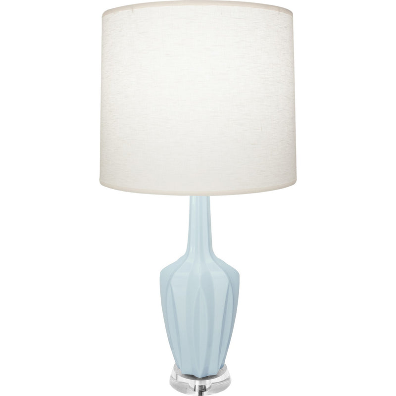 Robert Abbey BB35 One Light Accent Lamp, Baby Blue Glazed Ceramic w/Polished Nickel/a Lucite