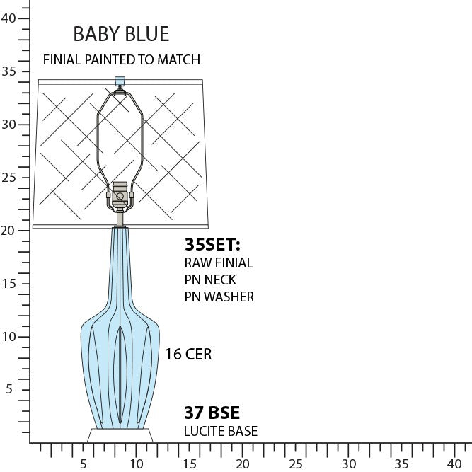 Robert Abbey BB37 One Light Table Lamp, Baby Blue Glazed Ceramic w/Polished Nickel/a Lucite