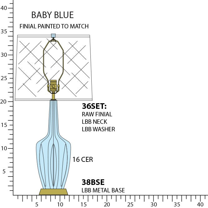 Robert Abbey BB38 One Light Table Lamp, Baby Blue Glazed Ceramic w/Warm Brass