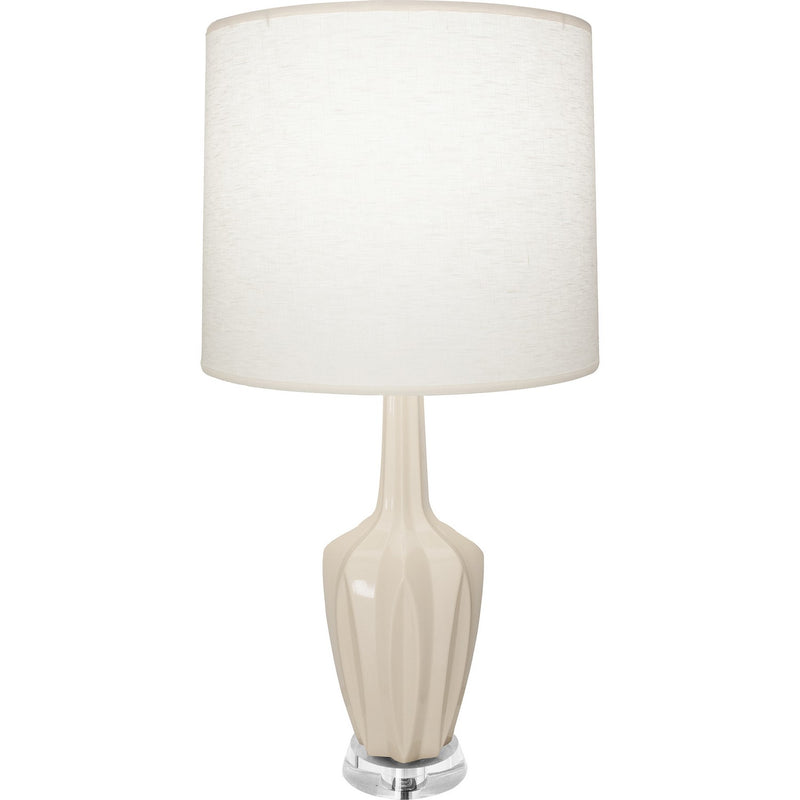 Robert Abbey BN35 One Light Accent Lamp, Bone Glazed Ceramic w/Polished Nickel/a Lucite