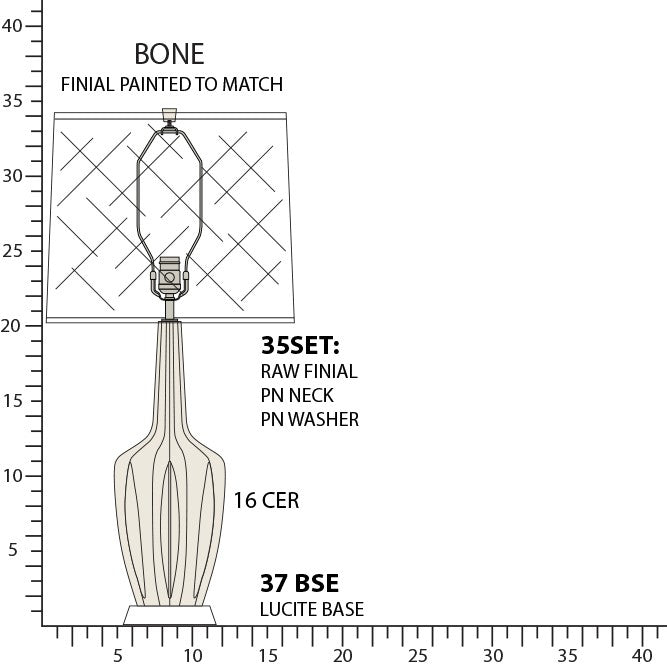 Robert Abbey BN37 One Light Table Lamp, Bone Glazed Ceramic w/Polished Nickel/a Lucite