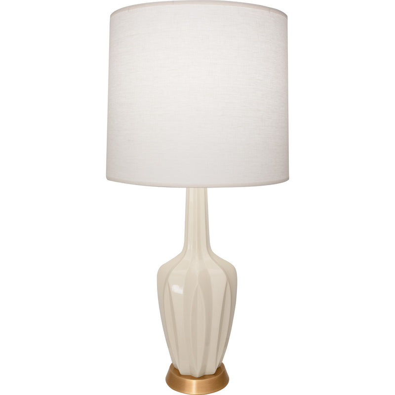 Robert Abbey BN38 One Light Table Lamp, Bone Glazed Ceramic w/Warm Brass