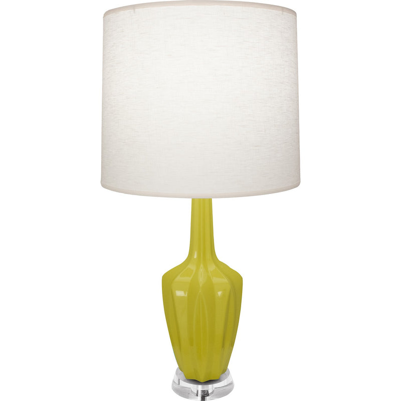 Robert Abbey CI35 One Light Accent Lamp, Citron Glazed Ceramic w/Polished Nickel/a Lucite