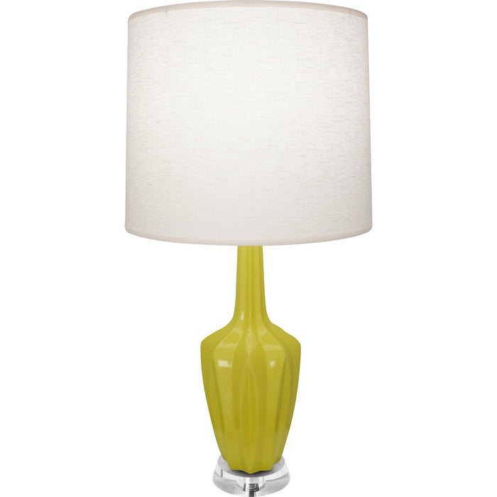 Robert Abbey CI35 One Light Accent Lamp, Citron Glazed Ceramic w/Polished Nickel/a Lucite