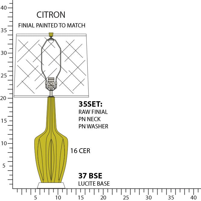 Robert Abbey CI37 One Light Table Lamp, Citron Glazed Ceramic w/Polished Nickel/a Lucite