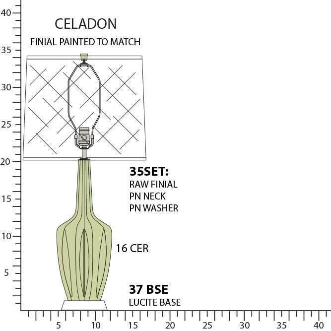 Robert Abbey CL37 One Light Table Lamp, Celadon Glazed Ceramic w/Polished Nickel/a Lucite