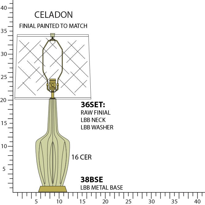 Robert Abbey CL38 One Light Table Lamp, Celadon Glazed Ceramic w/Warm Brass
