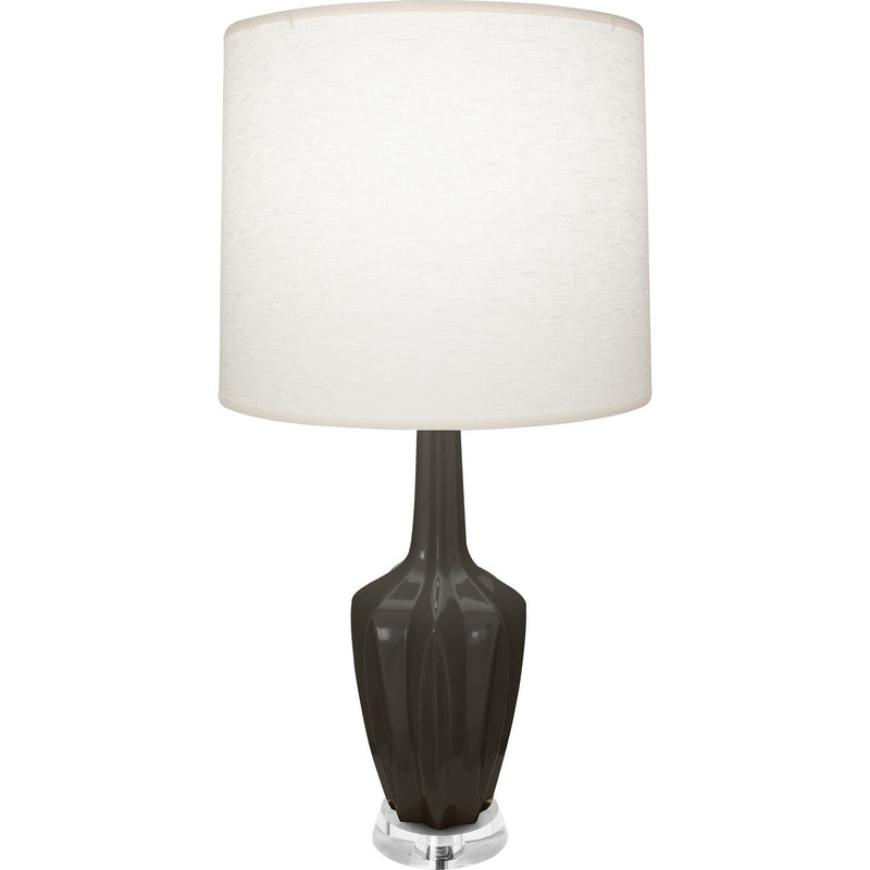 Robert Abbey CR35 One Light Accent Lamp, Ash Glazed Ceramic w/Polished Nickel/a Lucite