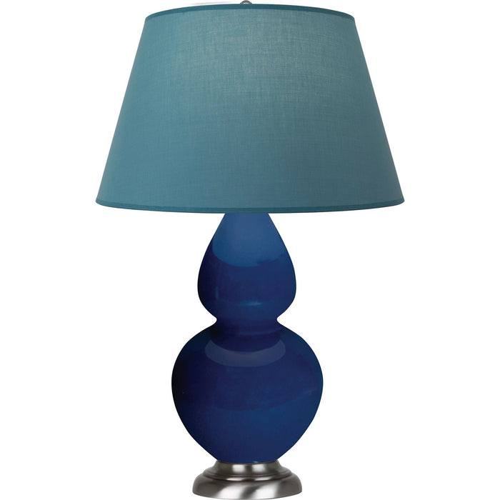 Robert Abbey CT22B One Light Table Lamp, Cobalt Glazed Ceramic w/Antique Silvered