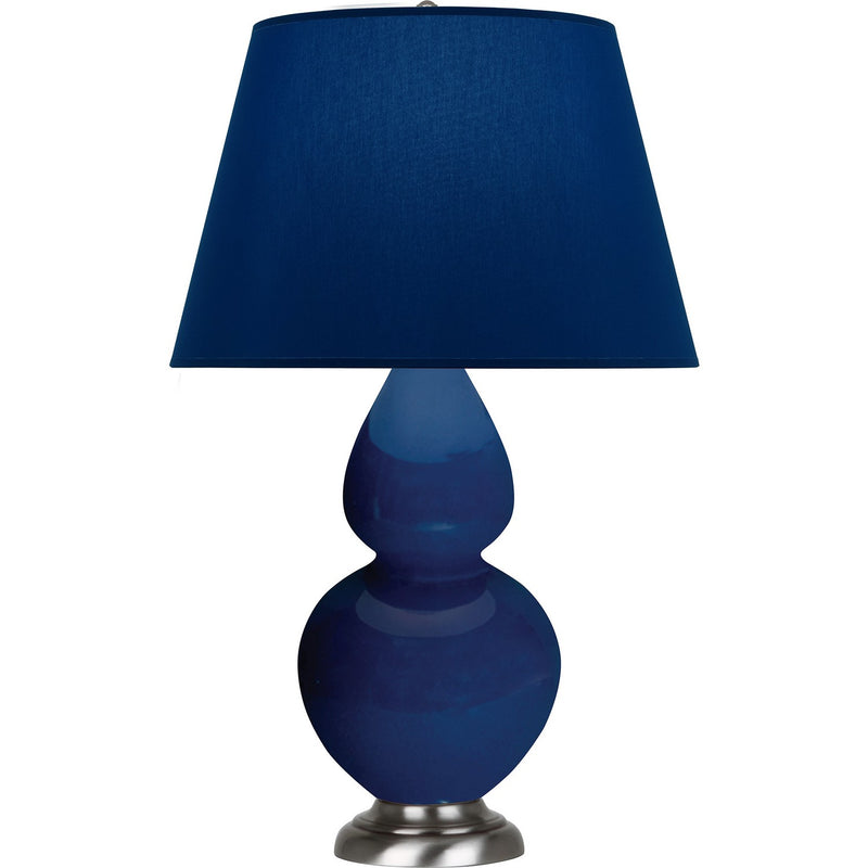 Robert Abbey CT22N One Light Table Lamp, Cobalt Glazed Ceramic w/Antique Silvered