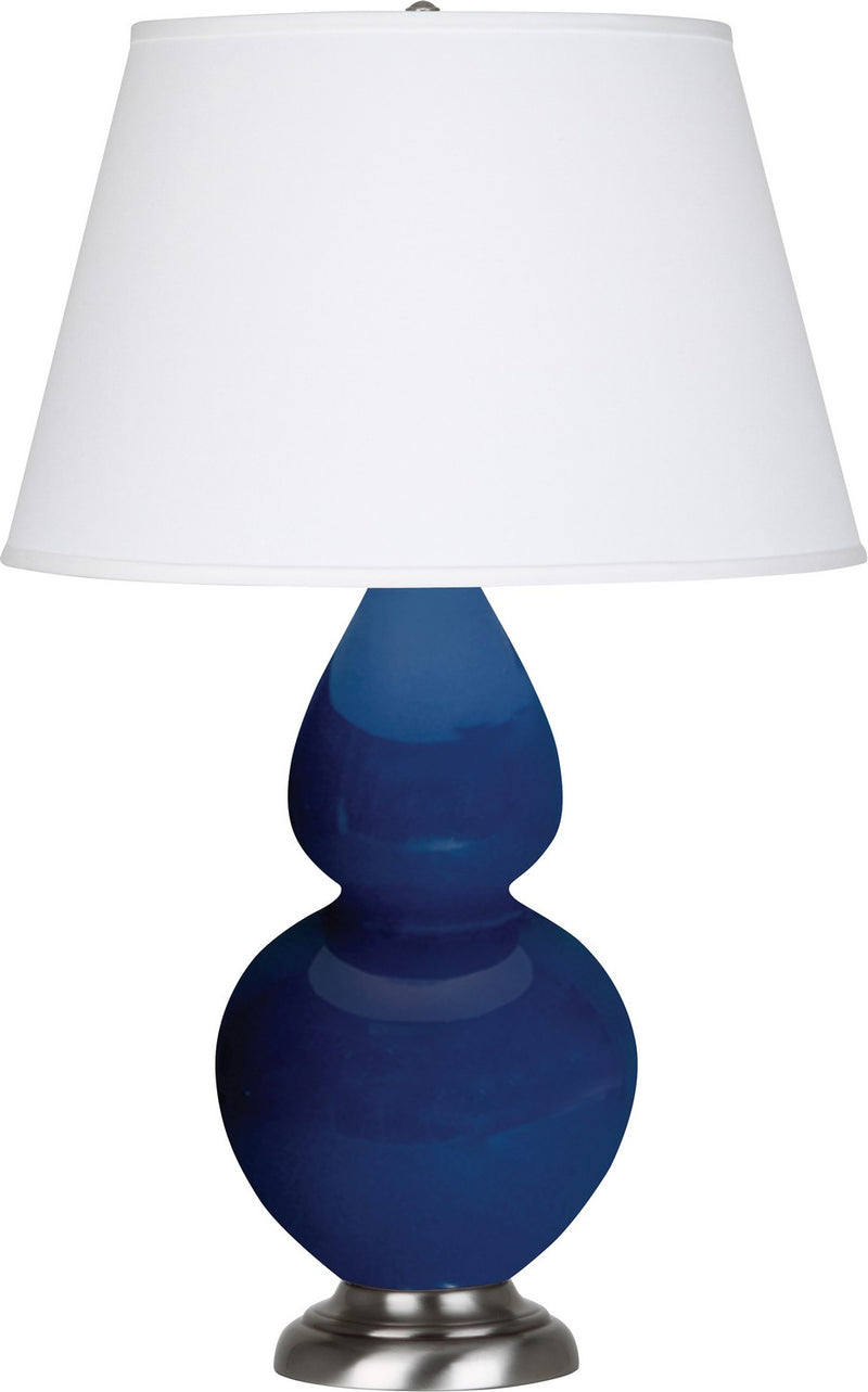 Robert Abbey CT22X One Light Table Lamp, Cobalt Glazed Ceramic w/Antique Silvered