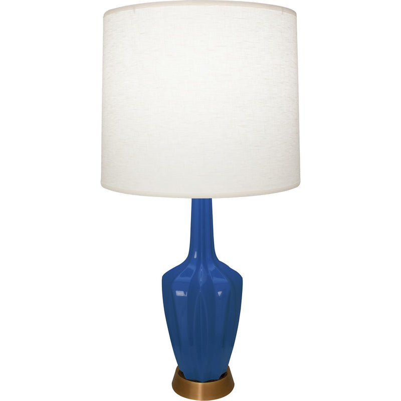Robert Abbey CT36 One Light Accent Lamp, Cobalt Glazed Ceramic w/Warm Brass