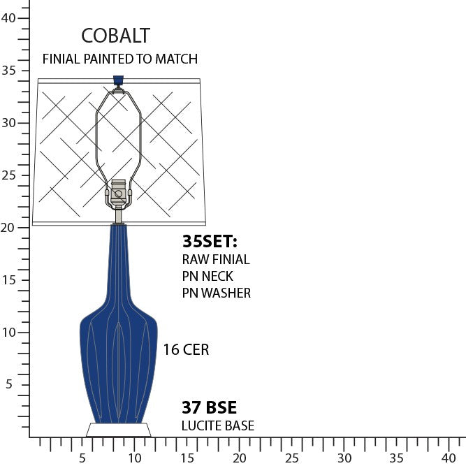 Robert Abbey CT37 One Light Table Lamp, Cobalt Glazed Ceramic w/Polished Nickel/a Lucite