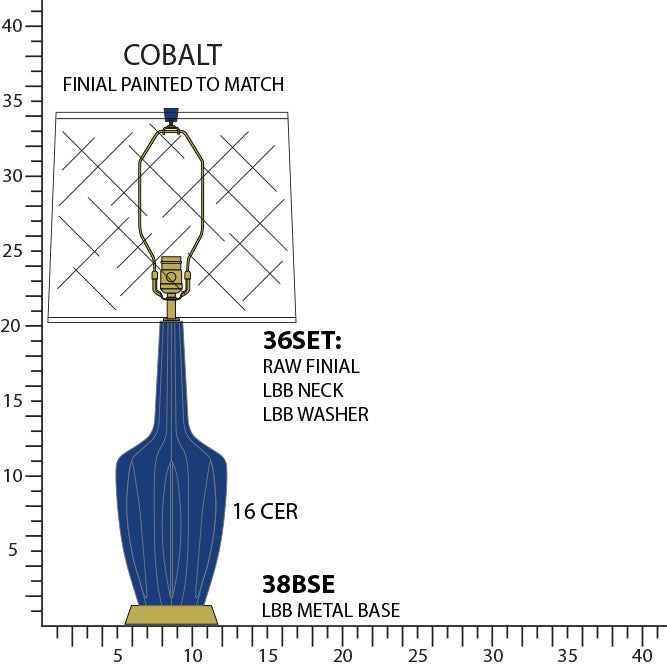 Robert Abbey CT38 One Light Table Lamp, Cobalt Glazed Ceramic w/Warm Brass