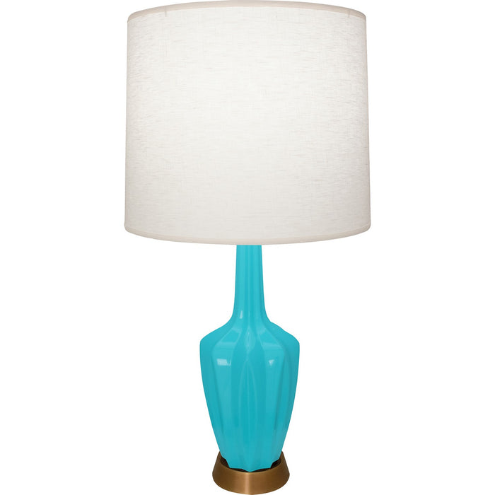Robert Abbey EB36 One Light Accent Lamp, Egg Blue Glazed Ceramic w/Warm Brass