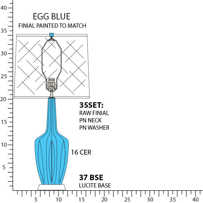Robert Abbey EB37 One Light Table Lamp, Egg Blue Glazed Ceramic w/Polished Nickel/a Lucite