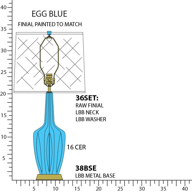 Robert Abbey EB38 One Light Table Lamp, Egg Blue Glazed Ceramic w/Warm Brass