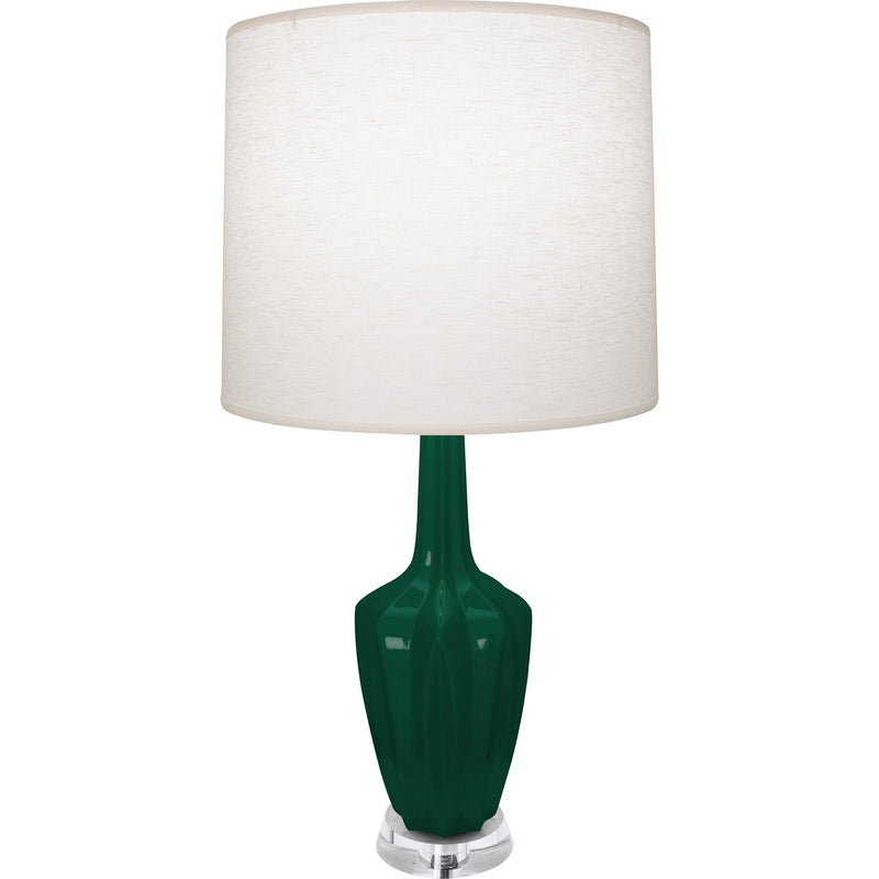 Robert Abbey JU35 One Light Accent Lamp, Jungle Glazed Ceramic w/Polished Nickel/a Lucite