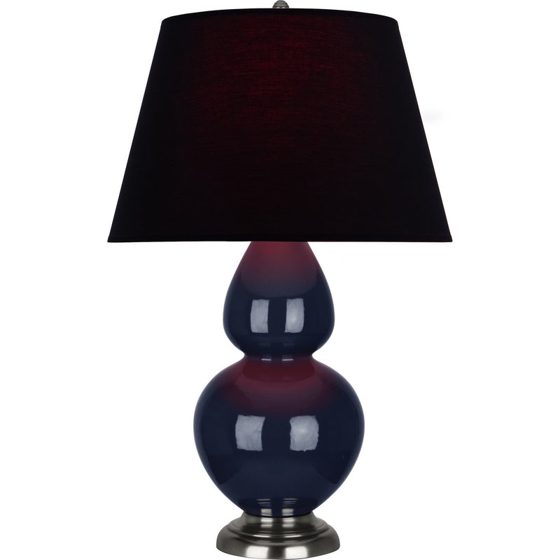 Robert Abbey MB22K One Light Table Lamp, Midnight Blue Glazed Ceramic w/Antique Silvered