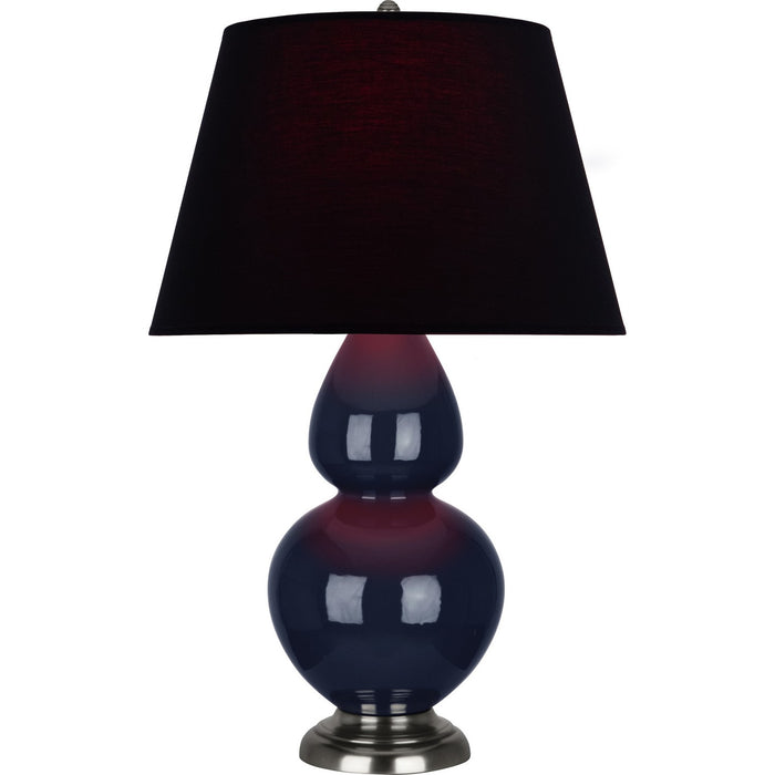 Robert Abbey MB22K One Light Table Lamp, Midnight Blue Glazed Ceramic w/Antique Silvered