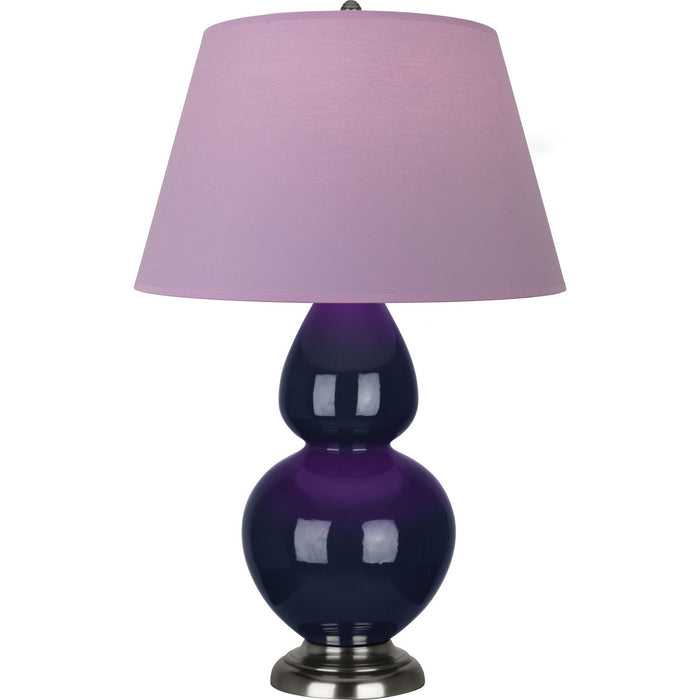 Robert Abbey MB22L One Light Table Lamp, Midnight Blue Glazed Ceramic w/Antique Silvered