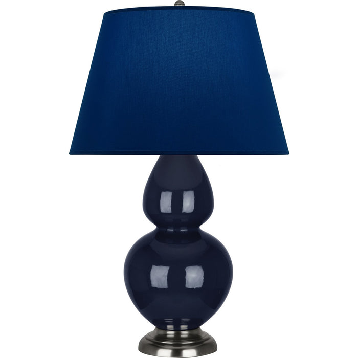 Robert Abbey MB22N One Light Table Lamp, Midnight Blue Glazed Ceramic w/Antique Silvered