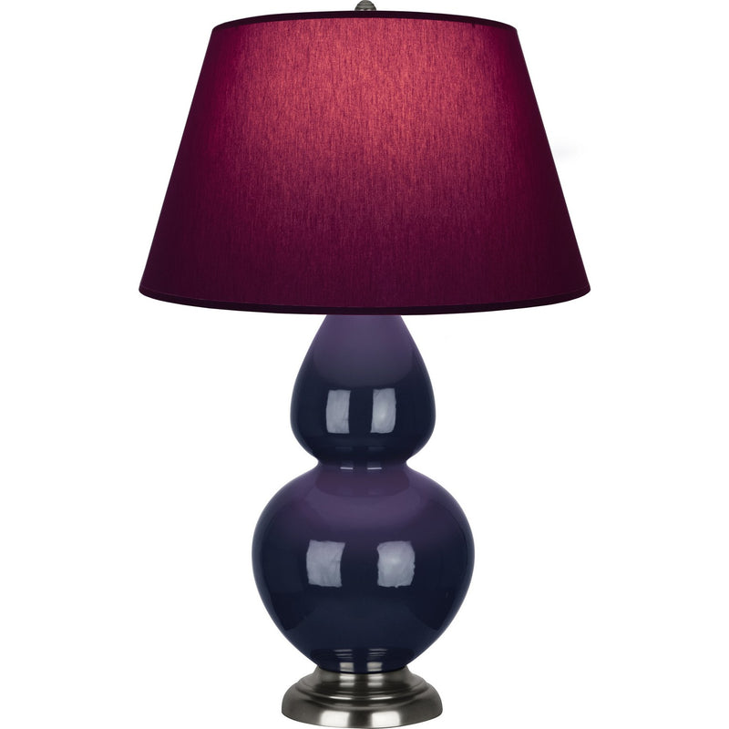 Robert Abbey MB22P One Light Table Lamp, Midnight Blue Glazed Ceramic w/Antique Silvered